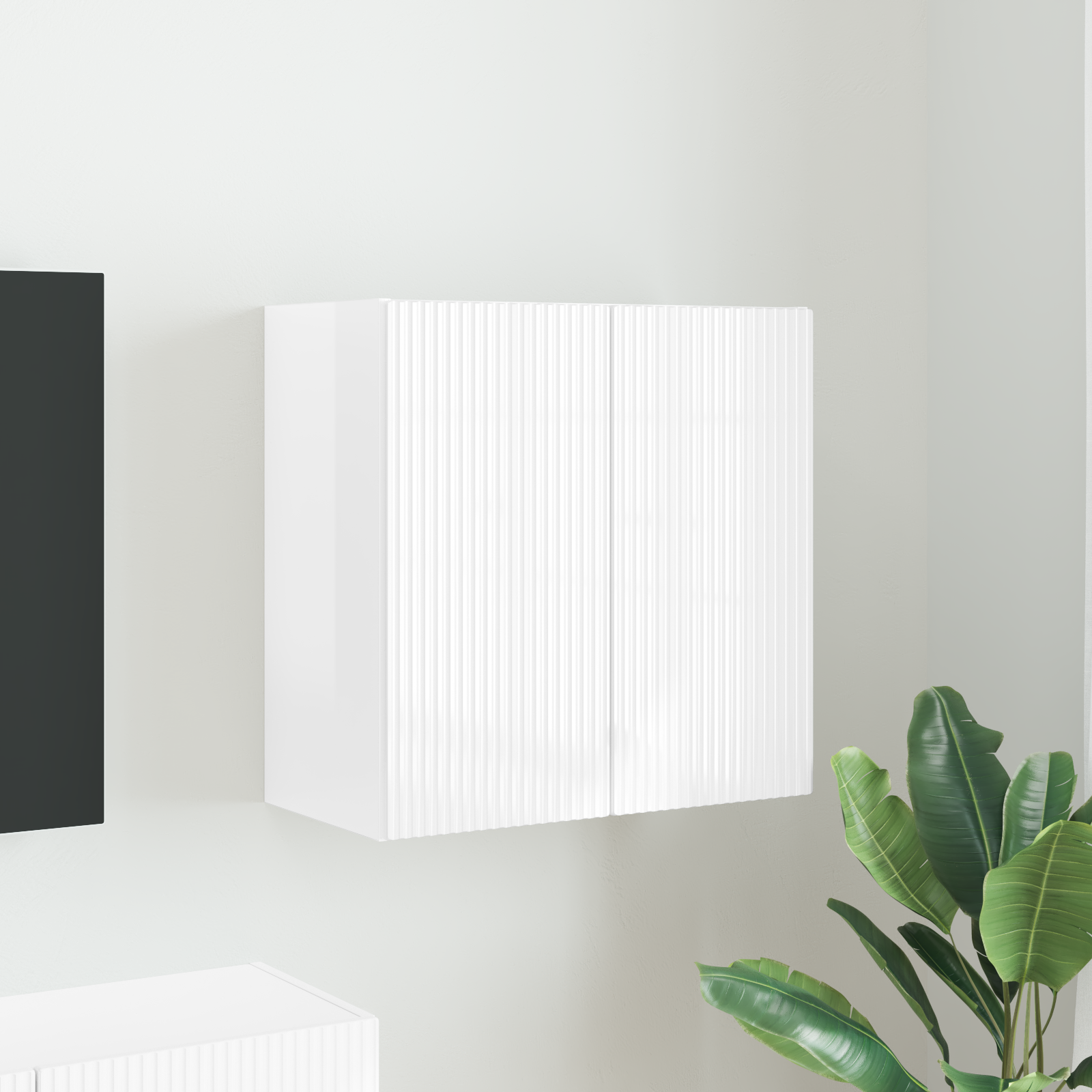 TV vægskab Høj gloss hvid 59,5 x 31 x 60 cm Konstrueret træ