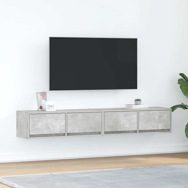 tv-borde 2 stk. 80x31x25,5 cm konstrueret træ betongrå