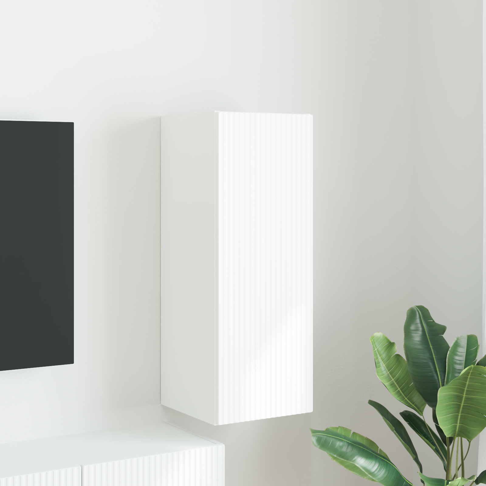 TV vægskab Vægmonteret Hvid 30 x 31 x 80 cm Konstrueret træ