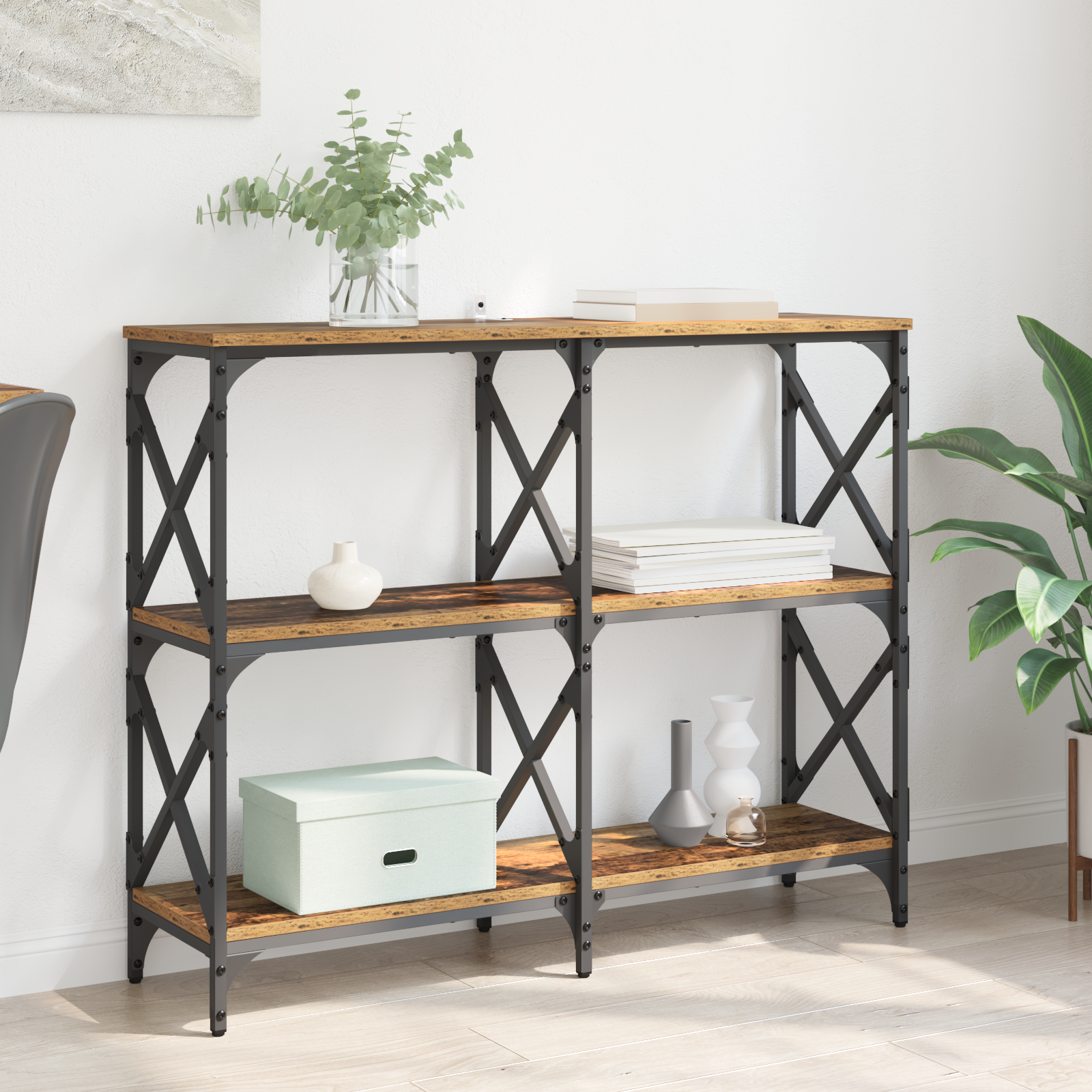 Konsolbord Gammelt træ 100 x 28 x 80,5 cm Konstrueret træ