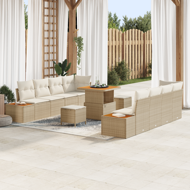 Havesofa Sæt med pude 11 pcs Beige og creme