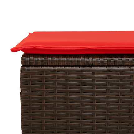 havesofasæt med 5 dele og hynder brun polyrattan