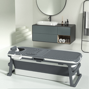 Tubfamily - Special edition foldebadekar til voksne med låg, digital termometer og fodmassage - 150cm/Grå XL. - Badeshop