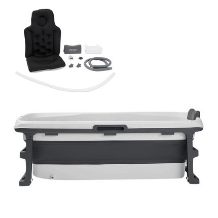 Tubfamily - Special edition foldebadekar til voksne med låg, digital termometer og fodmassage - 150cm/Grå XL. - Badeshop