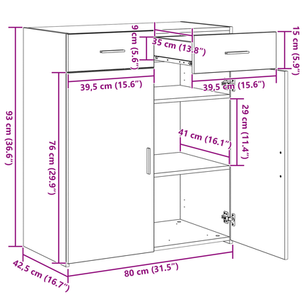 Opbevaringsskab Gammelt træ 80 x 42,5 x 93 cm