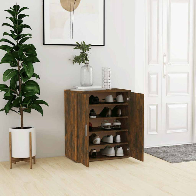 skoskab 60x35x70 cm konstrueret træ røget egetræ