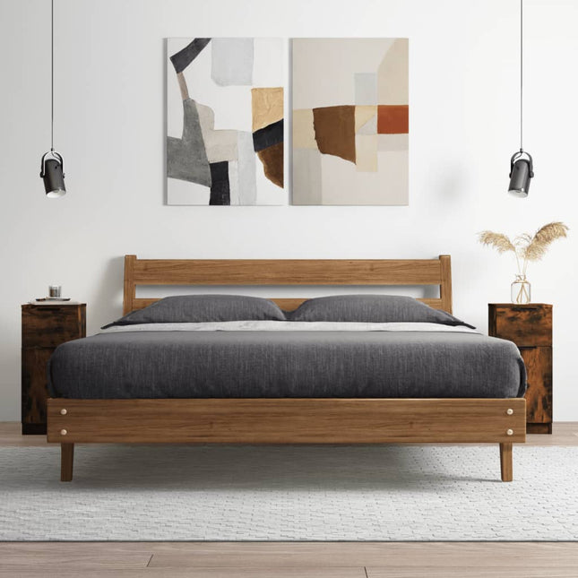 skænk 30x30x70 cm konstrueret træ røget egetræsfarve