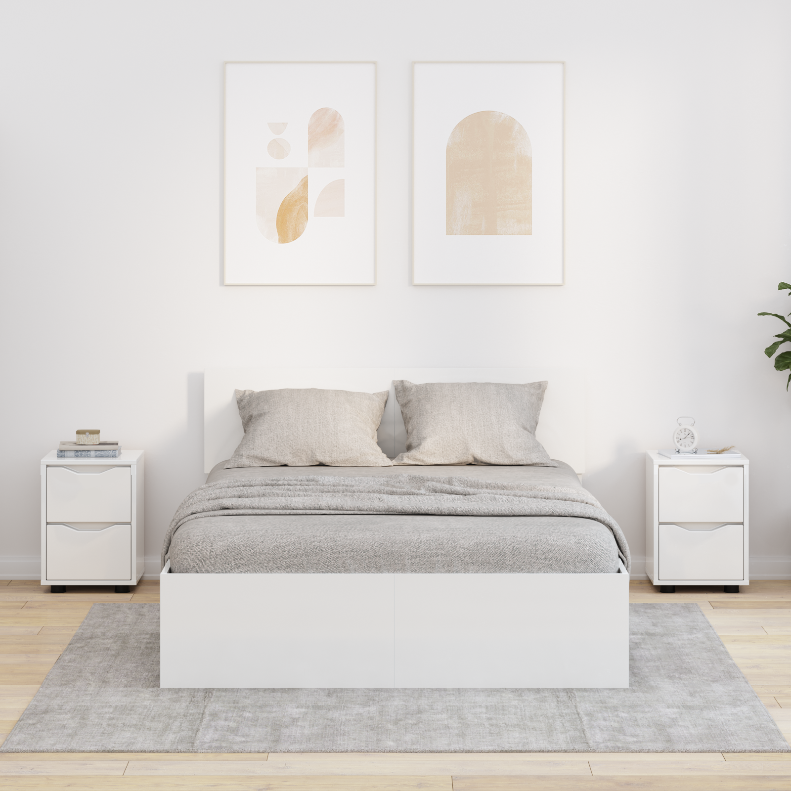 Sengeborde med skuffe 2 pcs Høj gloss hvid 30,5 x 30 x 43 cm