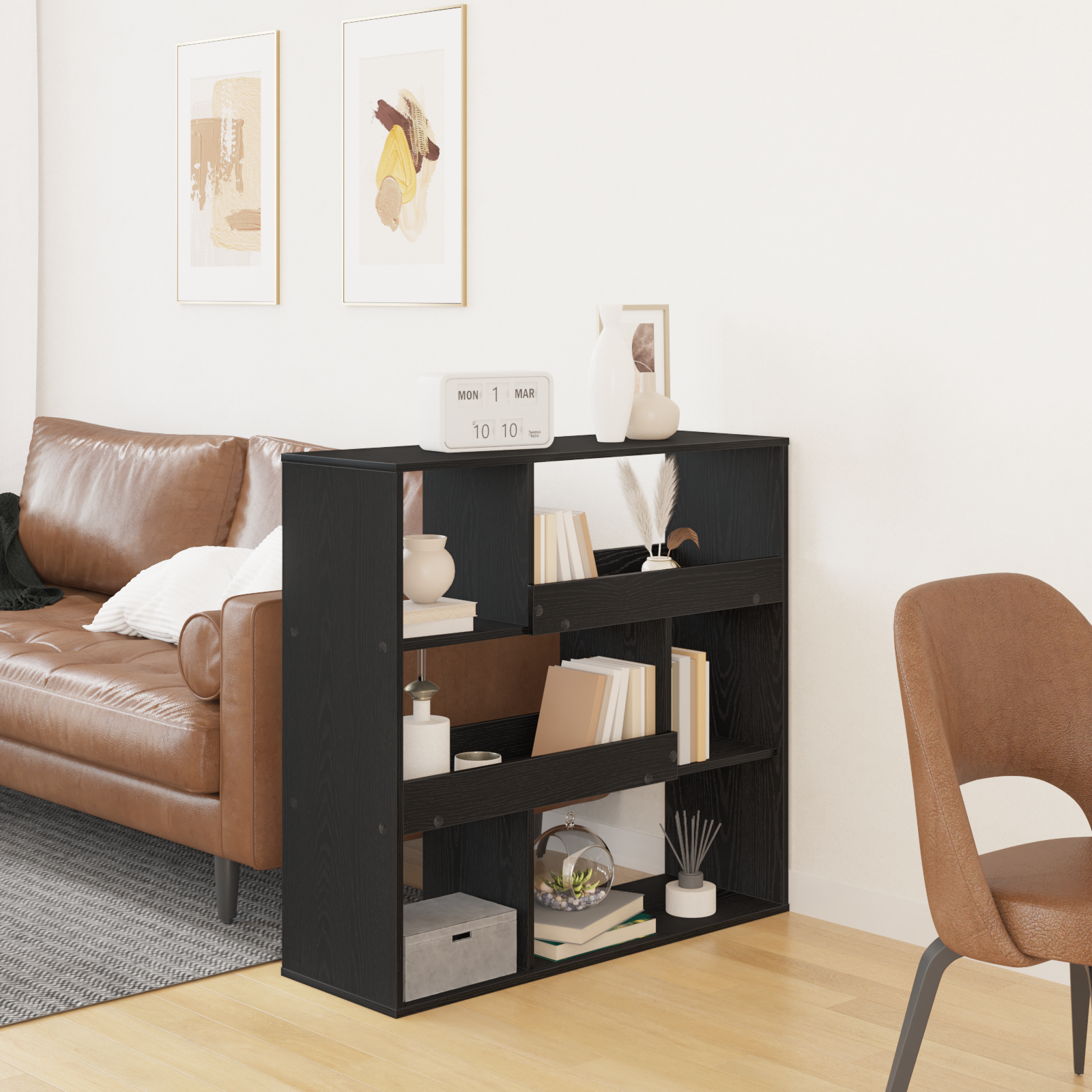 Boghylde Sort eg 100 x 33 x 94,5 cm Konstrueret træ