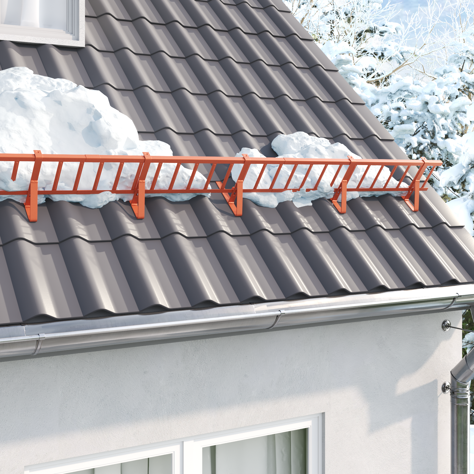 Snebeskyttelse Støtte 2 pcs Rød 29,5 x 3 x 34,5 cm Stål