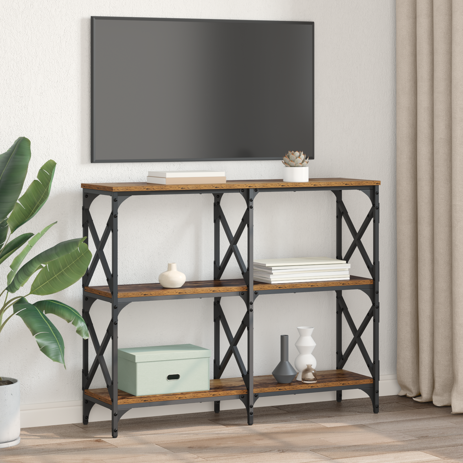 Konsolbord Gammelt træ 100 x 28 x 80,5 cm Konstrueret træ