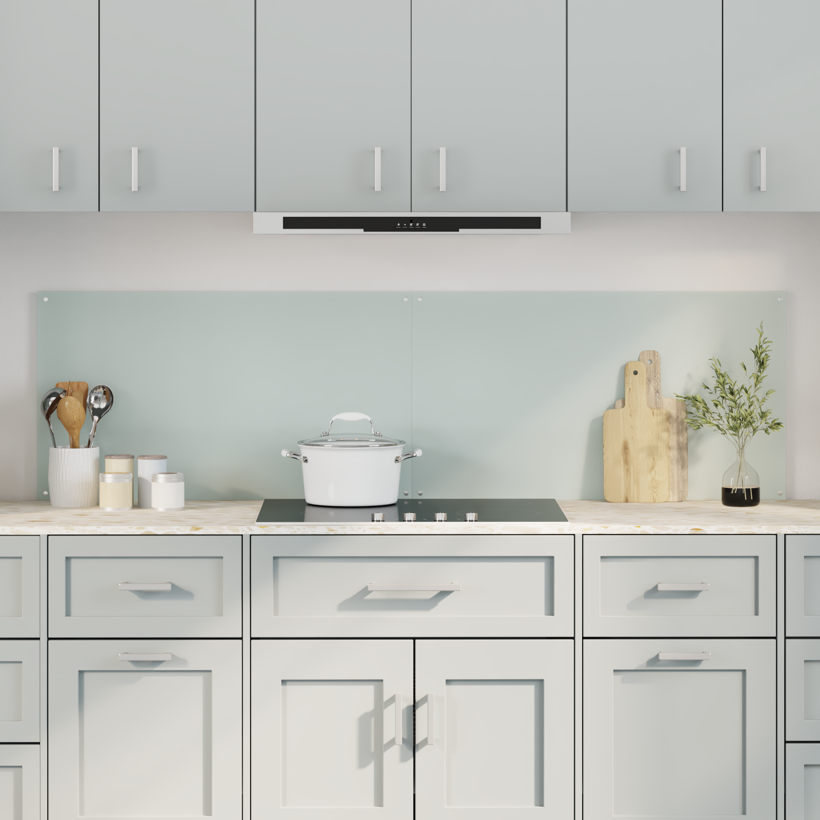 Køkkenbacksplash 2 pcs Hvid 90 x 50 cm hærdet glas
