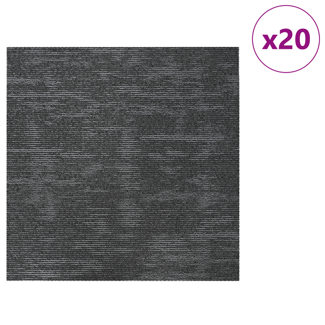 Tæppeflise Kulfra 50 x 50 cm 20 pcs PP og Bitumen