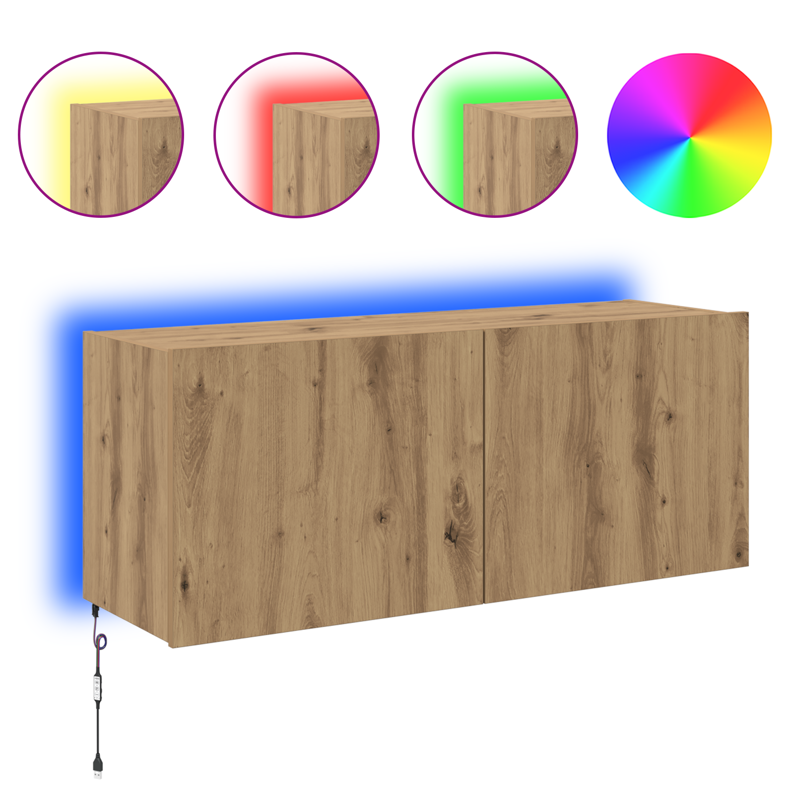 TV vægskab Artisan Egetræ 100 x 35 x 41 cm Konstrueret træ