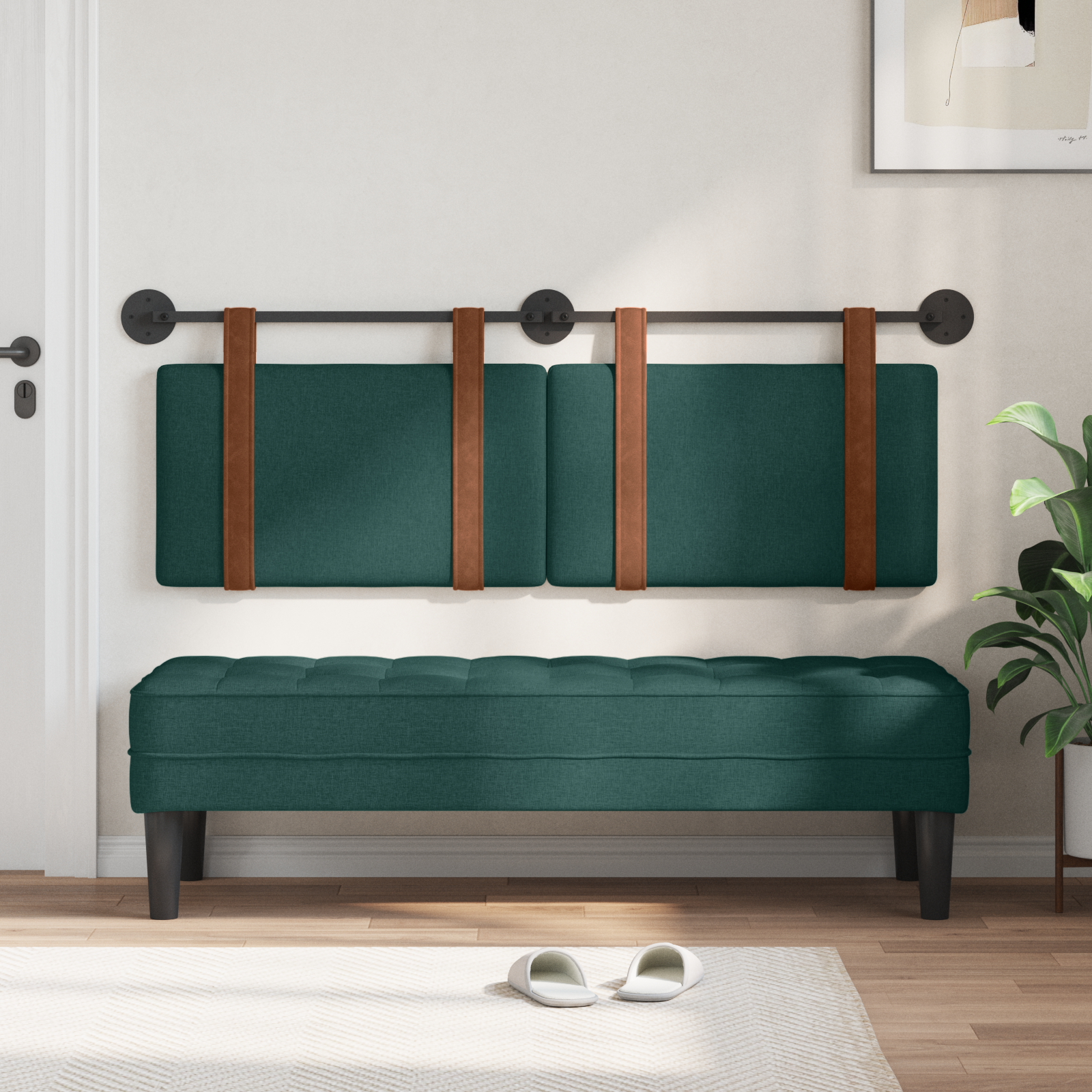 Hængende Hovedgavl Ensfarvet Mørkegrøn 130 x 55 x 5 cm Antik PU