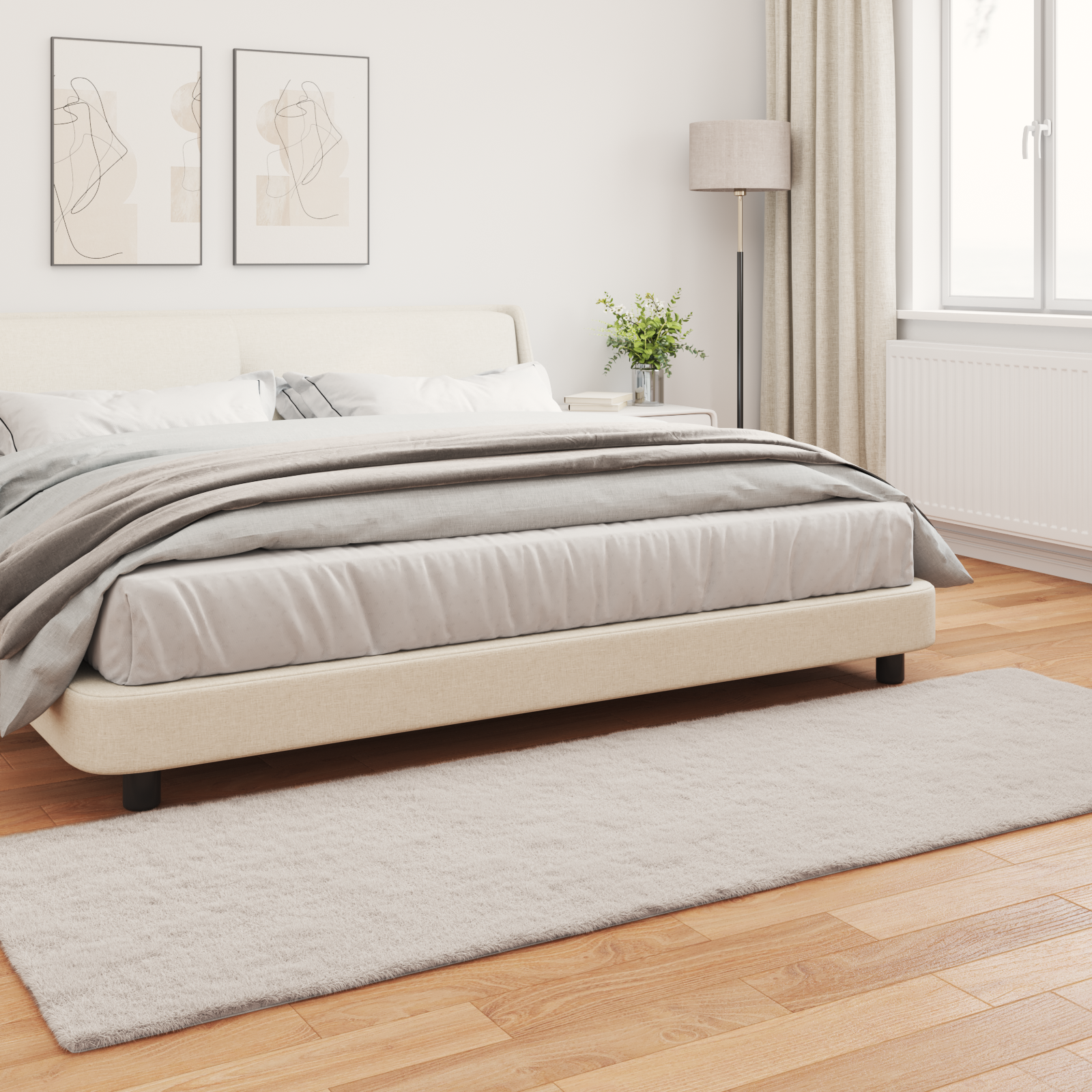 Skridsikker tæppe af kunstig kaninpels OLITE Beige 80 x 250 cm