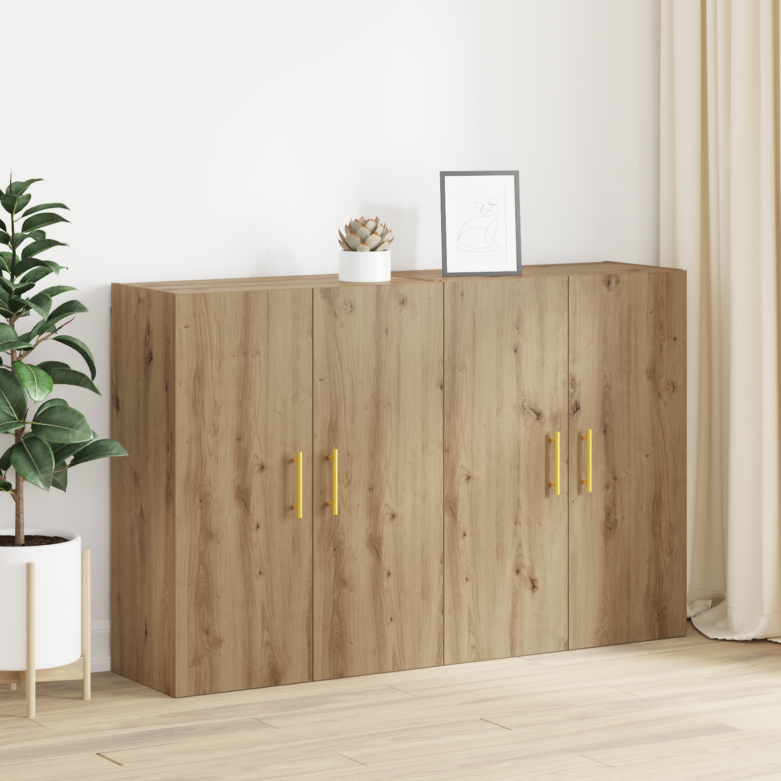 Vægmonteret skab 2 pcs Artisan Egetræ 69,5 x 34 x 90 cm