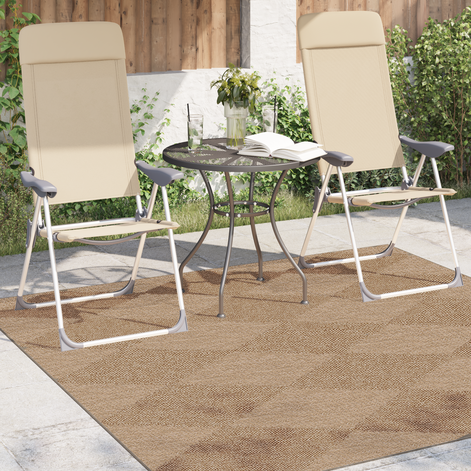 Områdetæpper Firkantet AGIRA Naturfarvet 200 x 200 cm Polyester