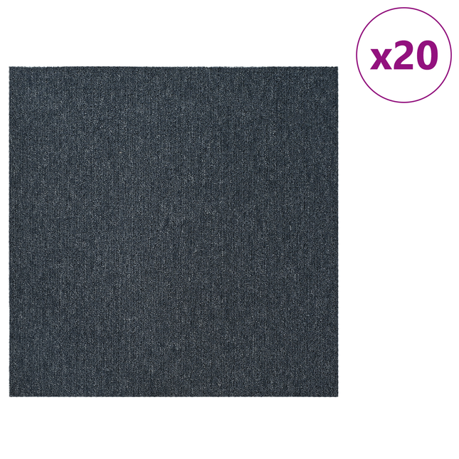 Tæppeflise Blå Grå 50 x 50 cm 20 pcs PP og Bitumen