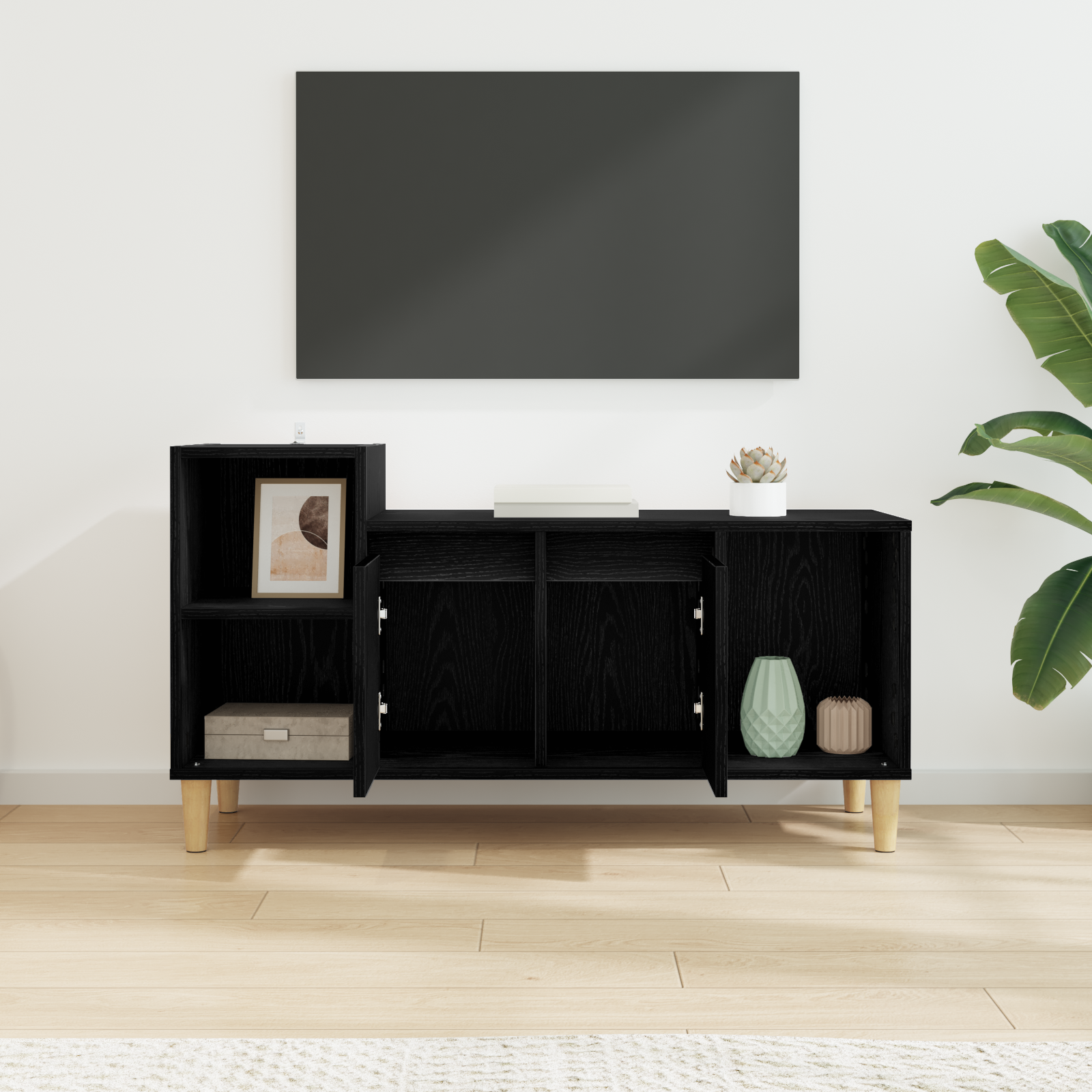 TV-skab Sort eg 100 x 35 x 55 cm Konstrueret træ