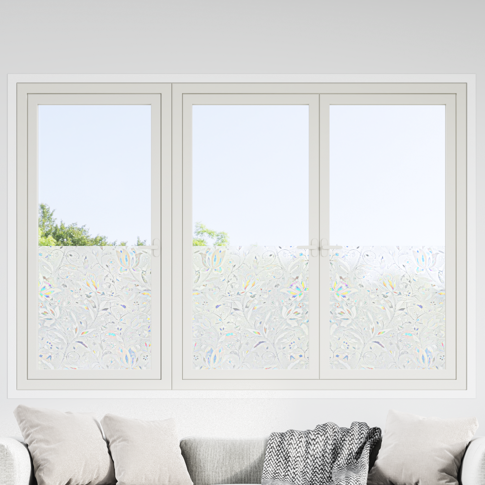 Statisk Vinduesfilm Blomster mønster 60 x 500 cm PVC