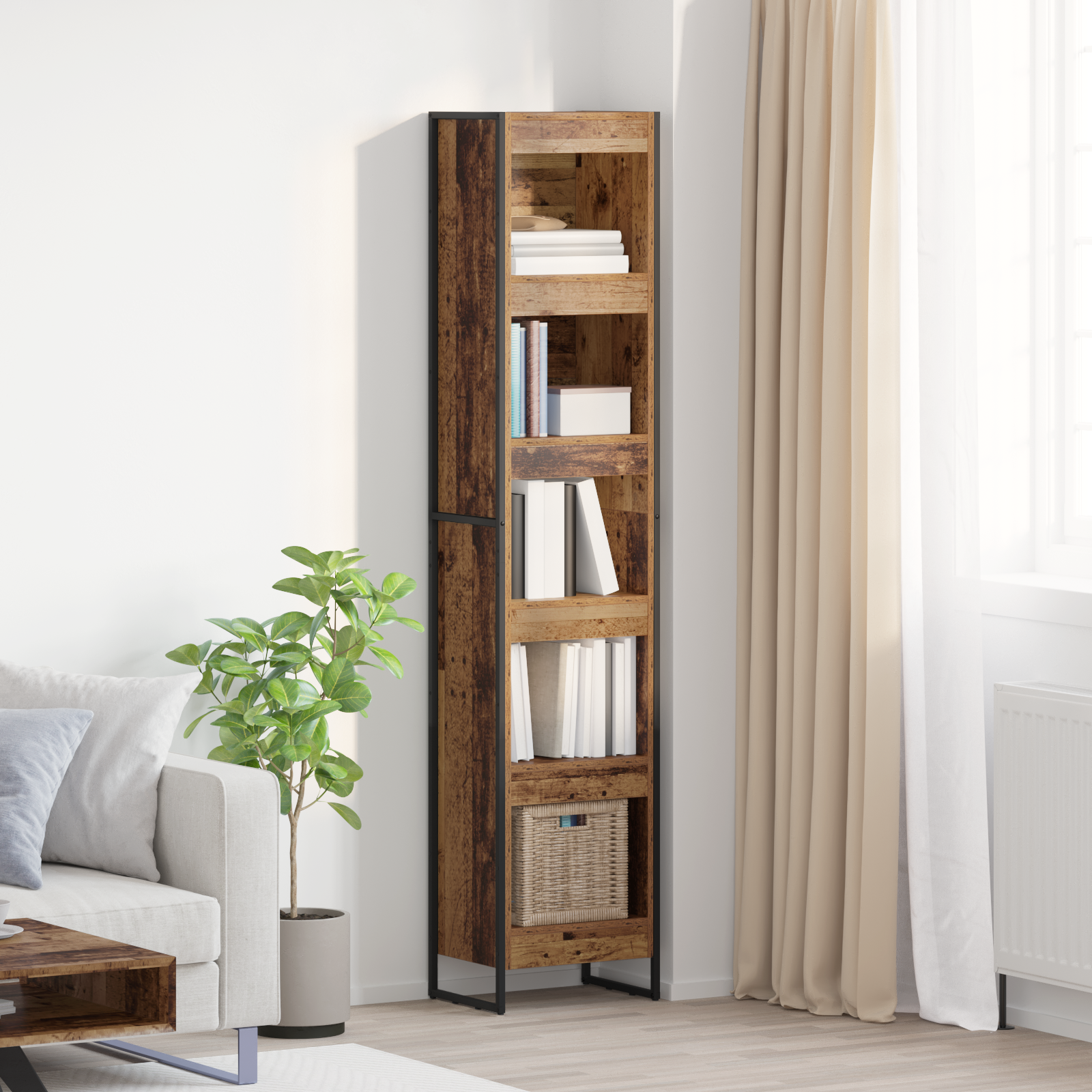 Bogskab Gammelt træ 40 x 30 x 189,5 cm Konstrueret træ