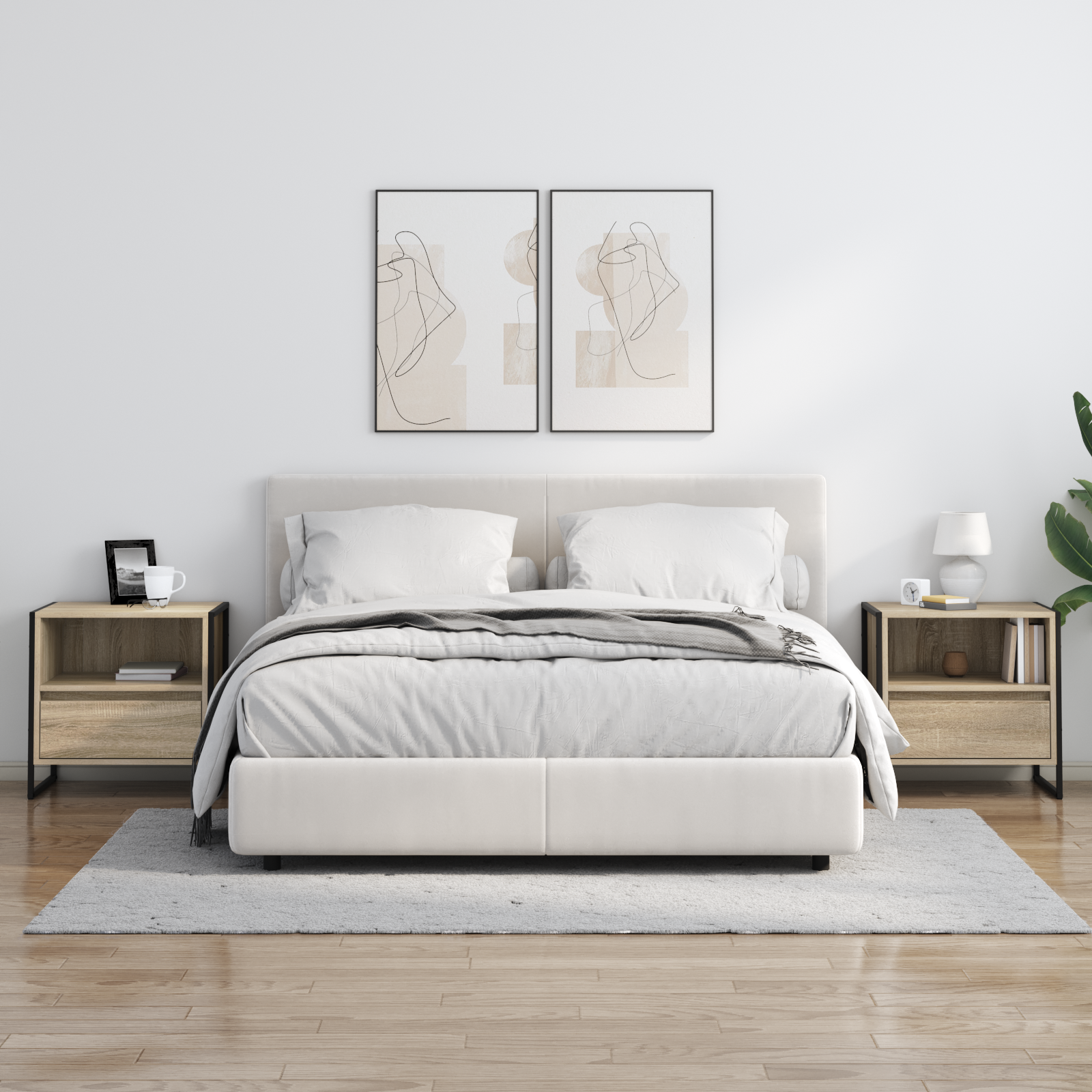 Sengebord 2 pcs Sonoma 50 x 39,5 x 50 cm Konstrueret træ