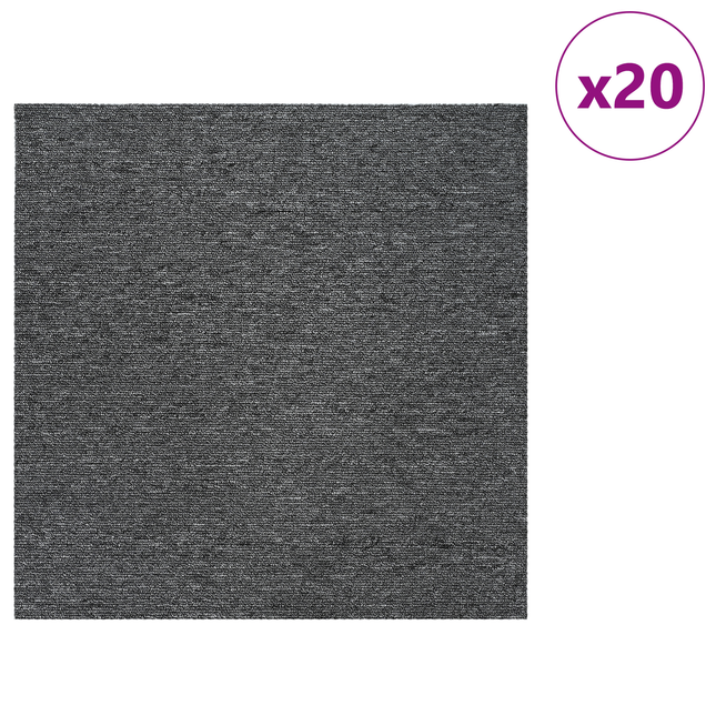 Tæppeflise Mellem Grå 50 x 50 cm 20 pcs PP og Bitumen