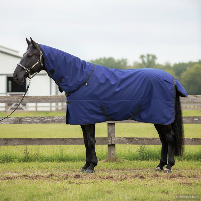 Hestetæppe Mørk Grøn og Sort 145 cm Polyester