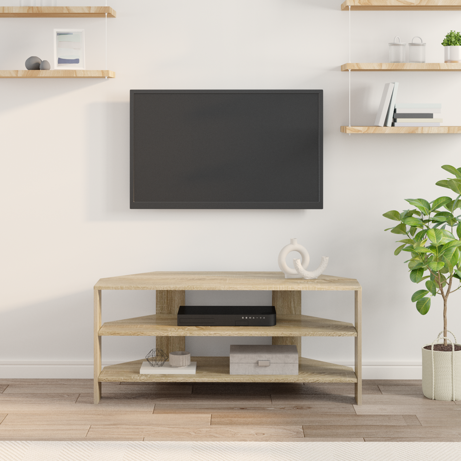 HjørneTVskab Sonoma eg 102x40,5x45cm Konstrueret træ