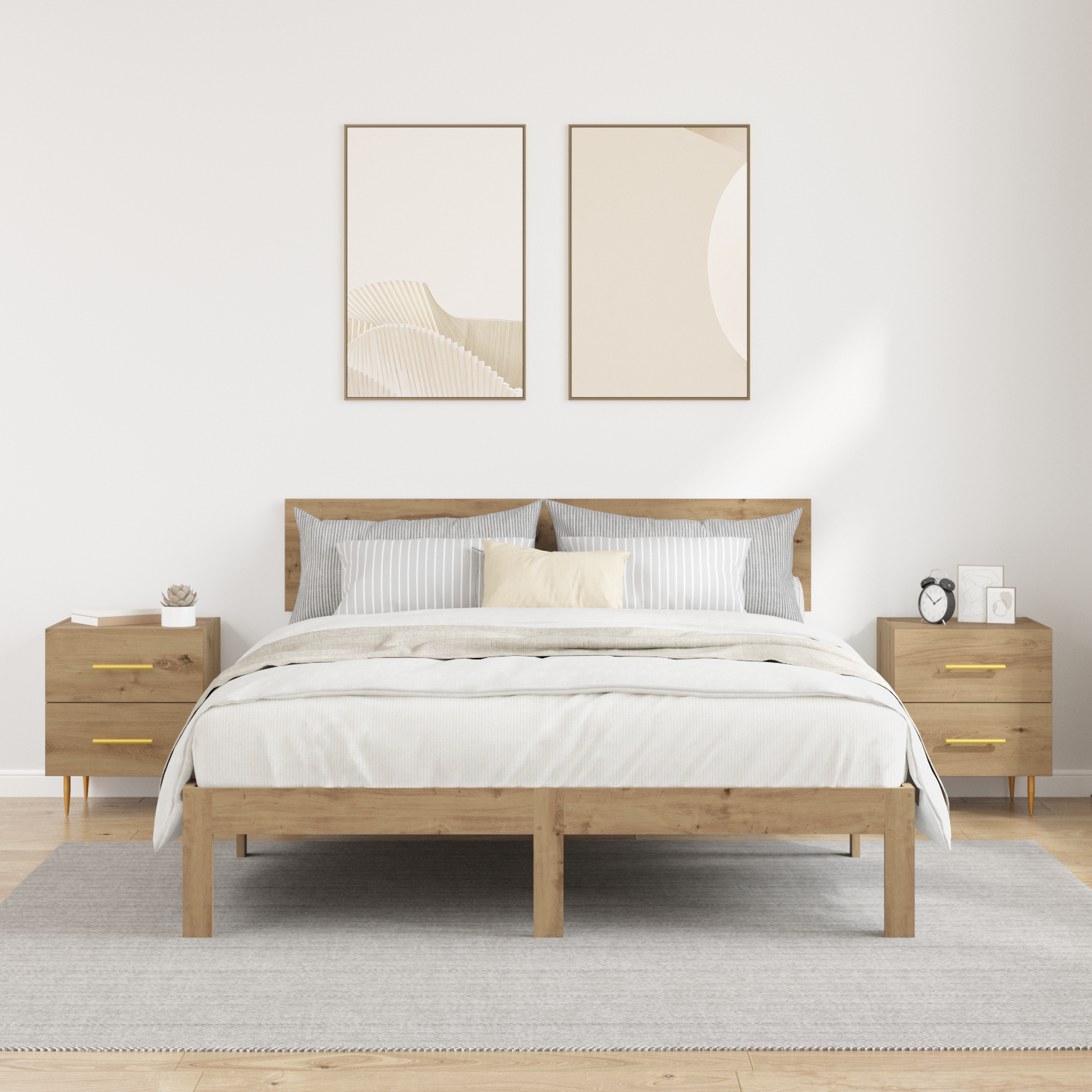 Natskab 2 pcs Artisan Egetræ 40 x 35 x 47,5 cm Konstrueret træ