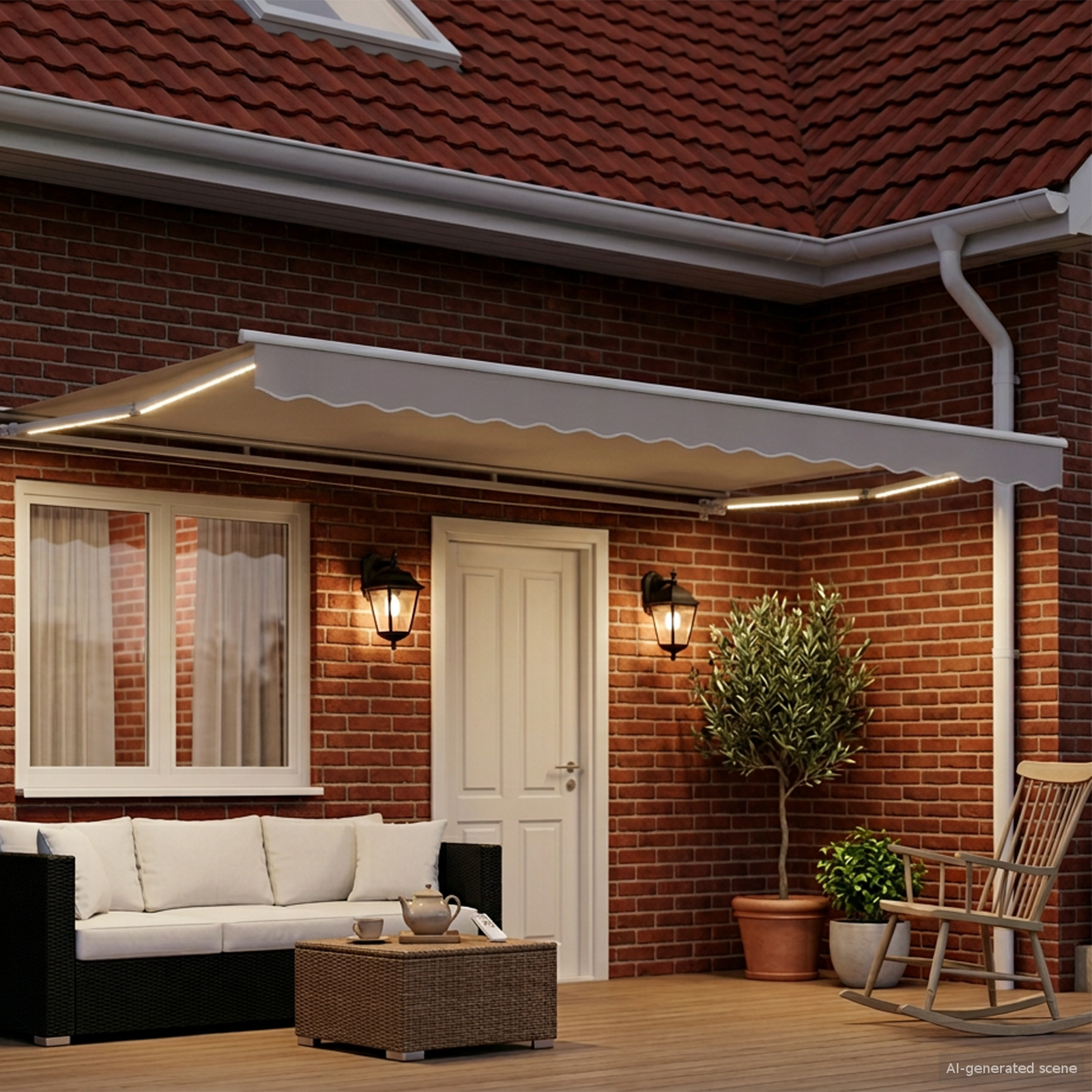 Elektrisk Markisedugramme med LED Hvid 5 x 3 m Aluminium