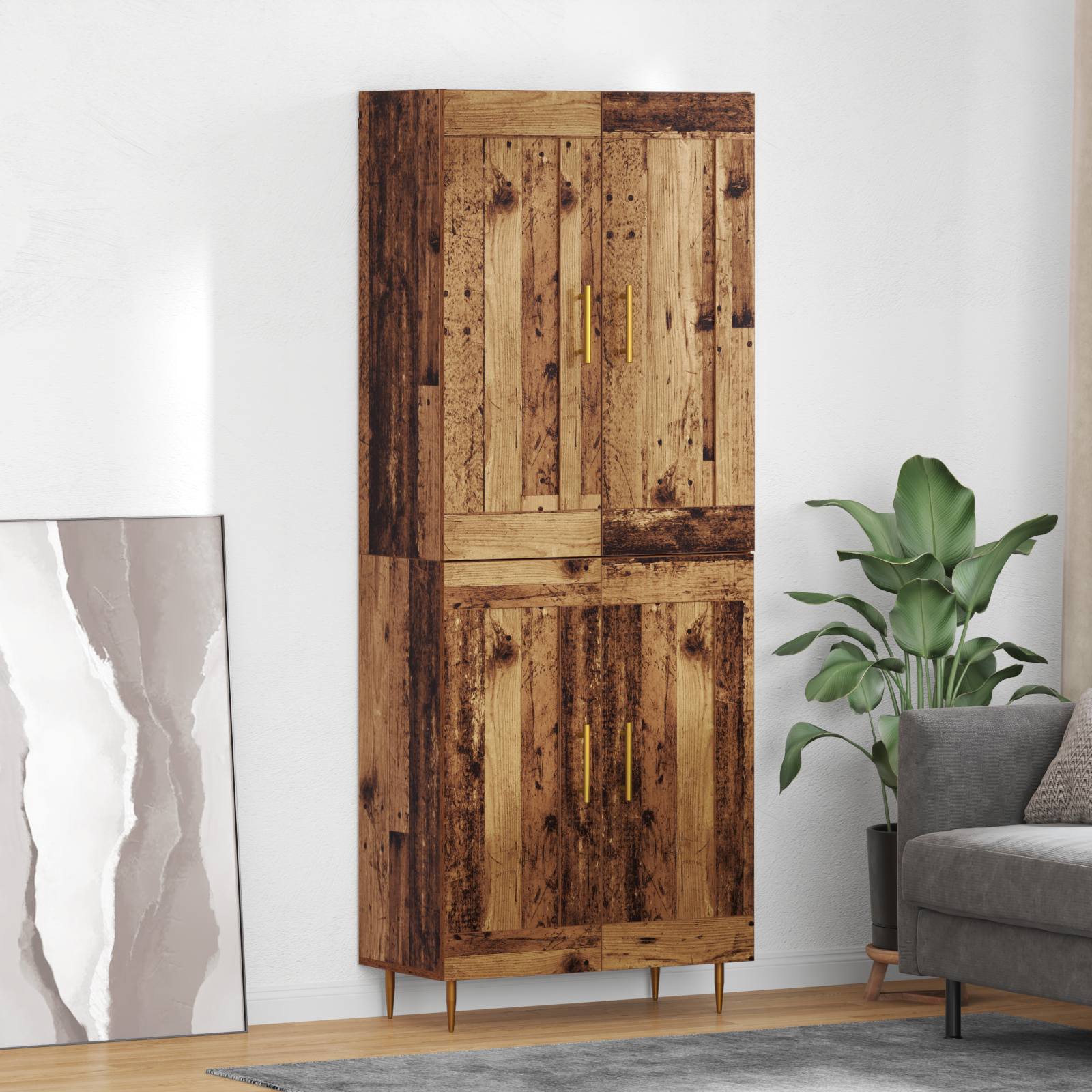 Highboard Gammelt træ 69,5 x 34 x 180 cm Konstrueret træ