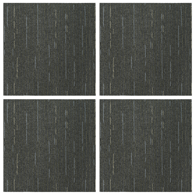 Tæppeflise Stribet Lys Grøn 50 x 50 cm 4 pcs PP og Bitumen