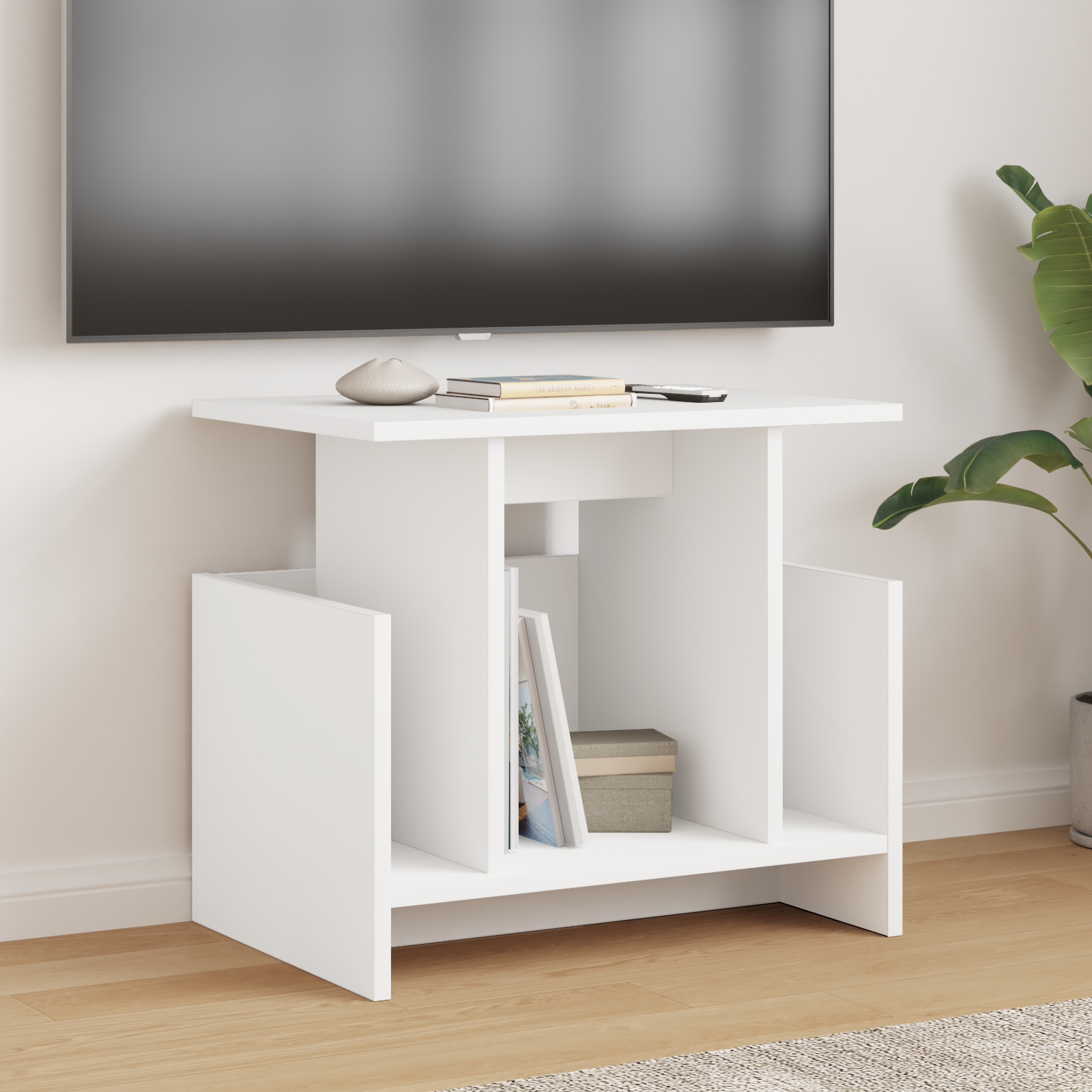 TV-bord 2 pcs Hvid 50 x 35 x 45 cm Konstrueret træ