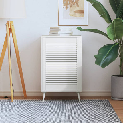 skabslåge 69x49,4 cm lameldesign massivt fyrretræ hvid
