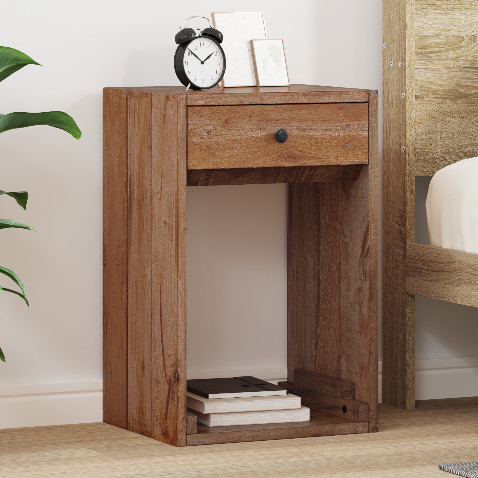 Sengebord med skuffe Brun 63 x 30 x 79 cm Massiv Mahogni