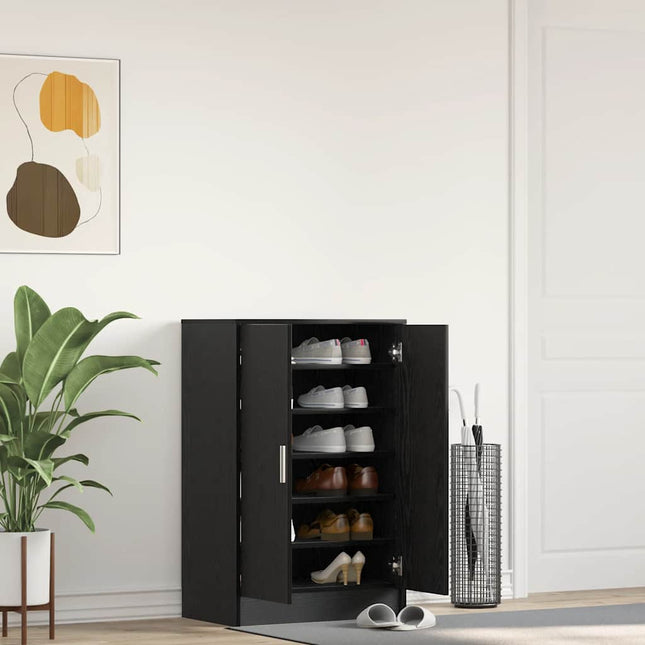 skoskab 60x35x92 cm konstrueret træ sort egetræ