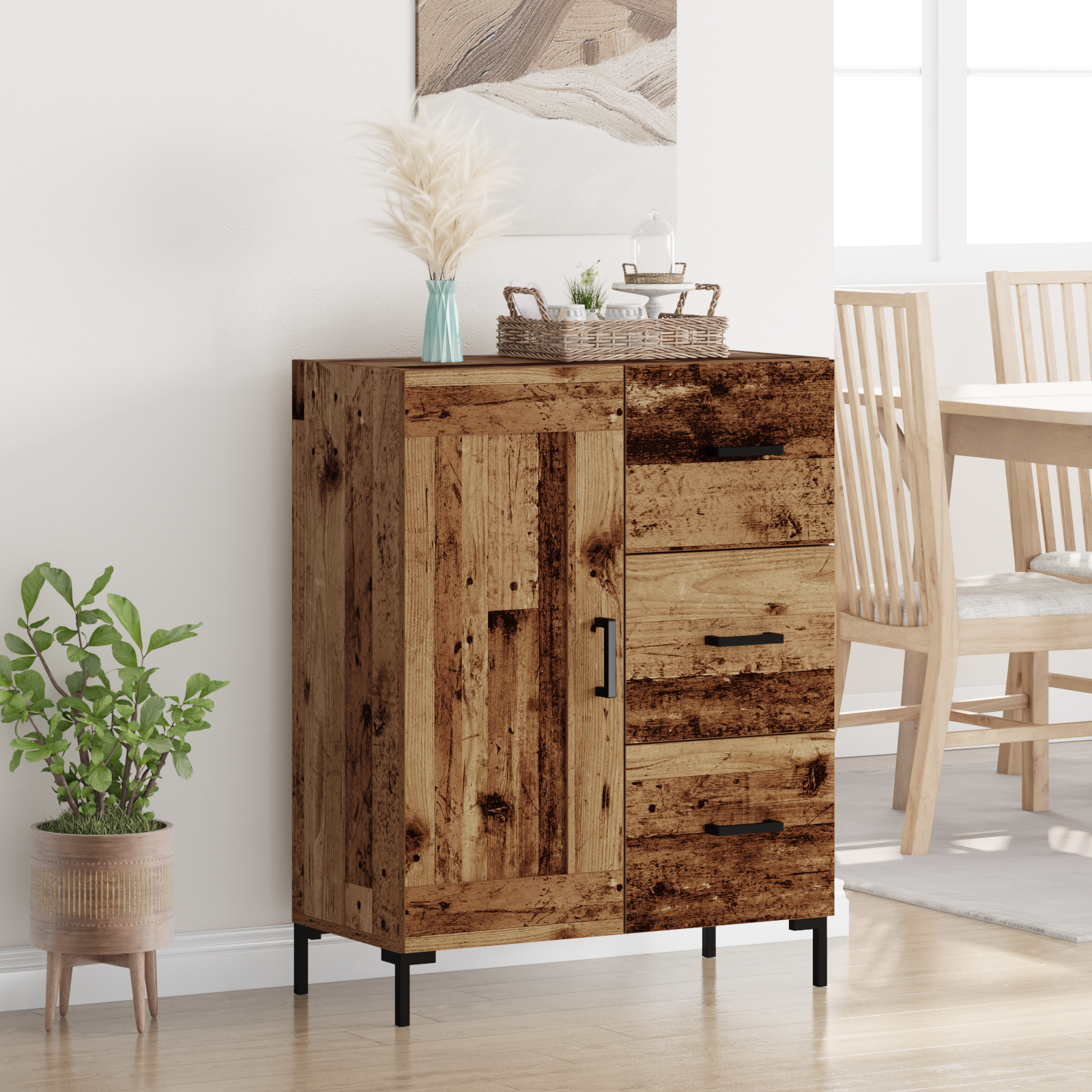 Sideboard Gammelt træ 69.5 x 34 x 90 cm Konstrueret træ