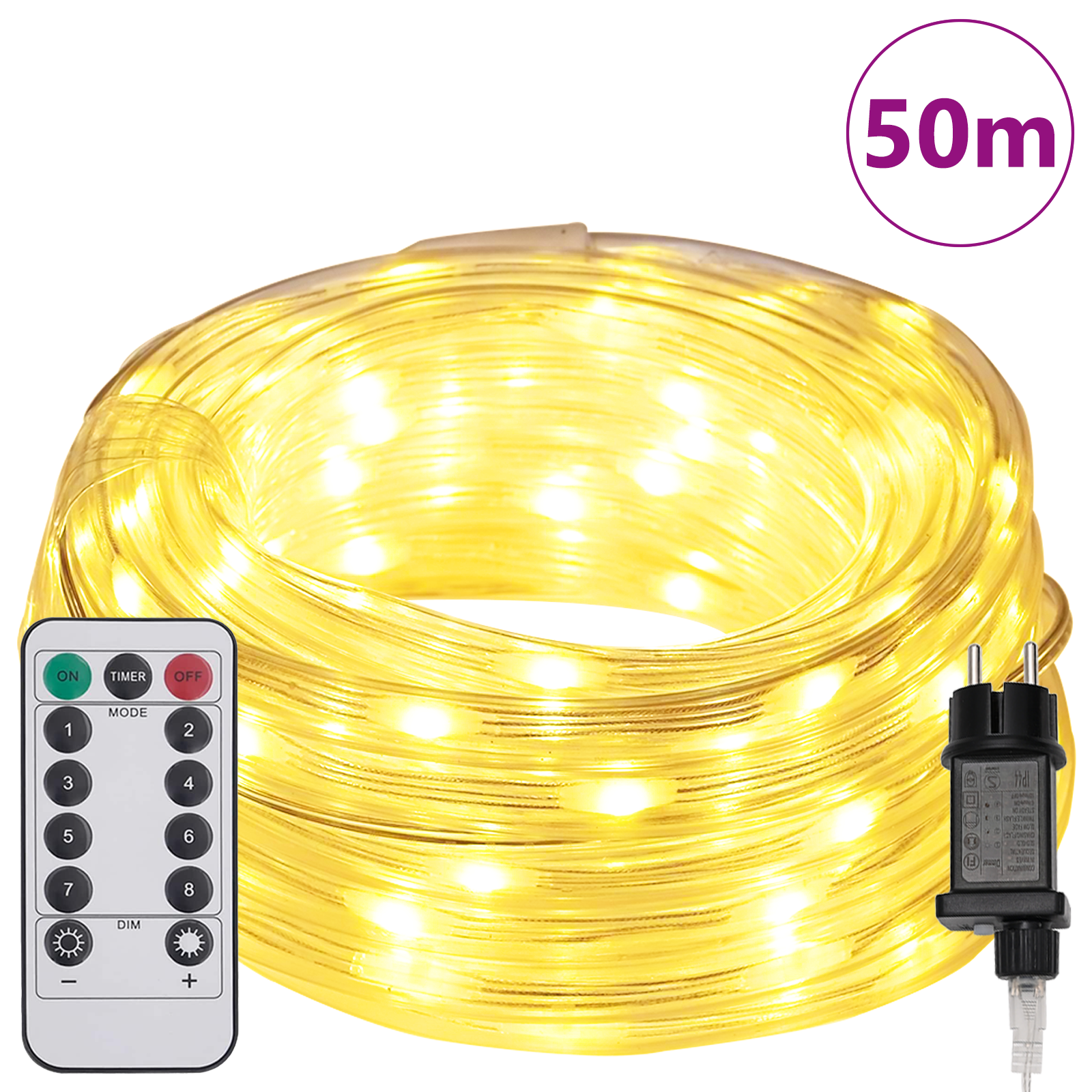 Sejllys med 1200 LED'er Varm hvid 50 m PVC