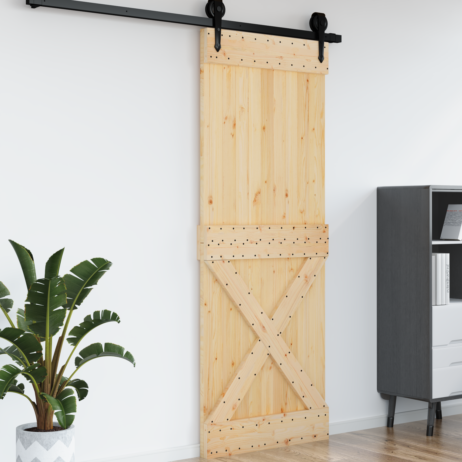 Dør NARVIK Naturfarvet 85 x 210 cm Massivt Fyrretræ