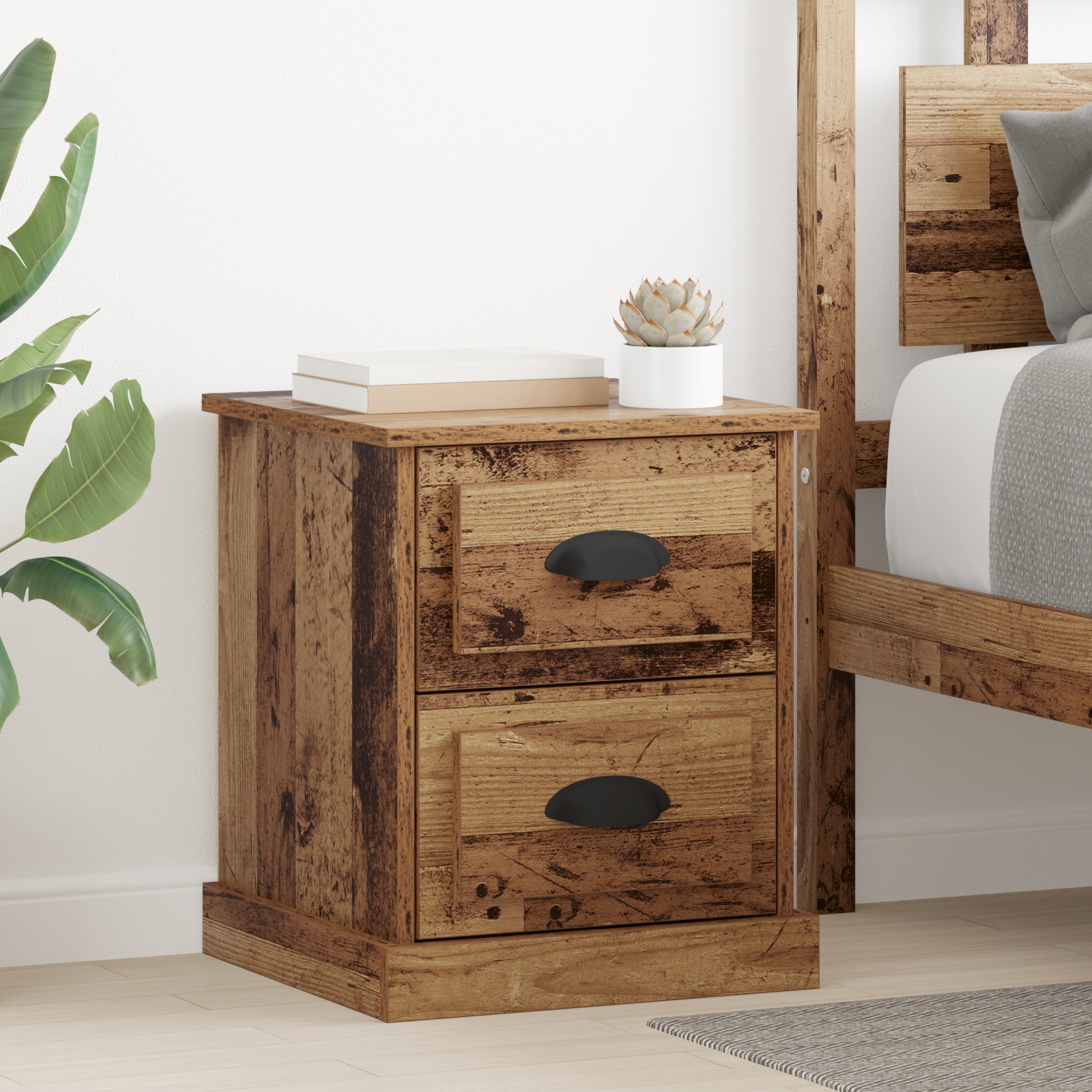 Natskab 2 pcs Gammelt træ 39 x 39 x 47.5 cm Konstrueret træ