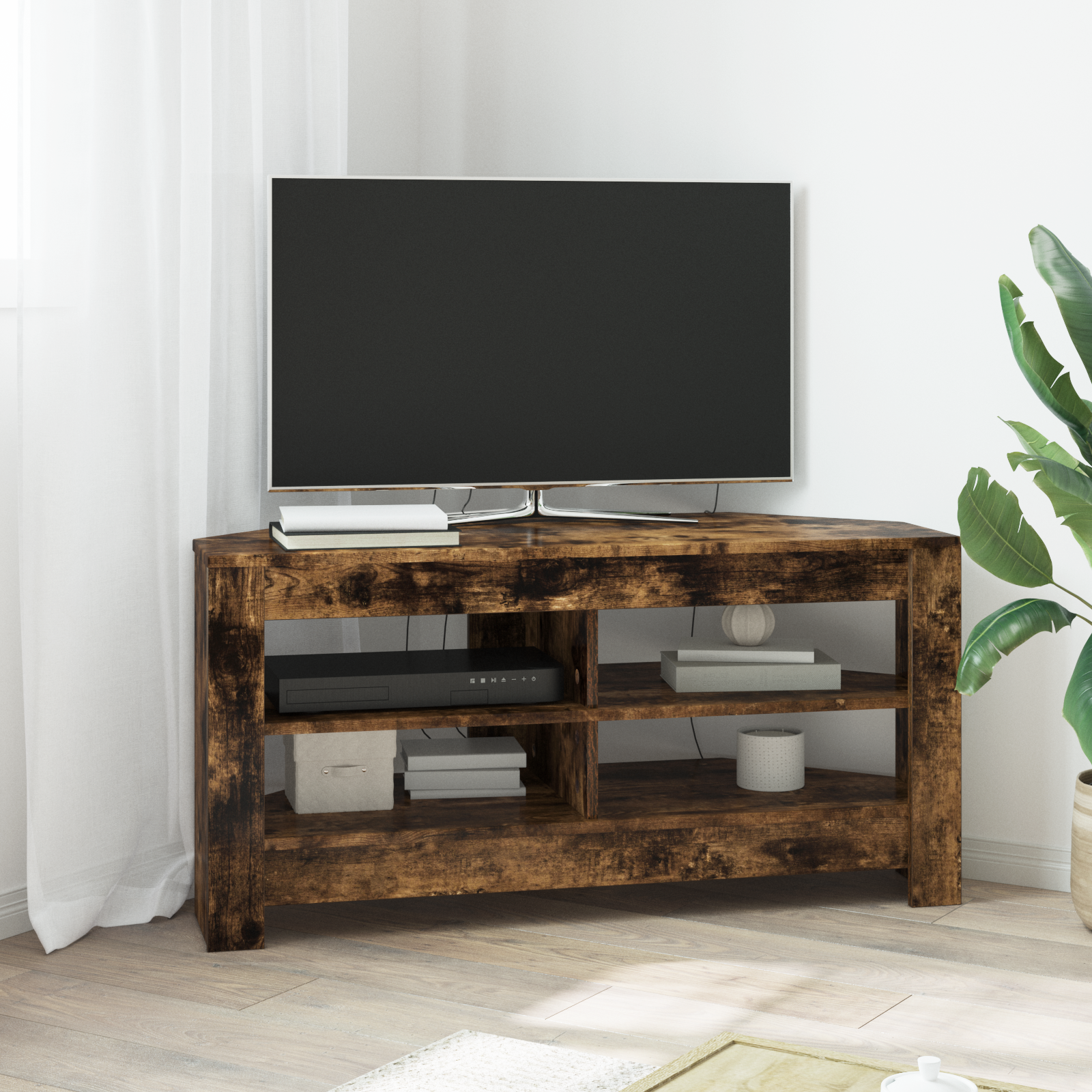 HjørneTVskab Røget eg 102 x 40,5 x 45 cm Konstrueret træ