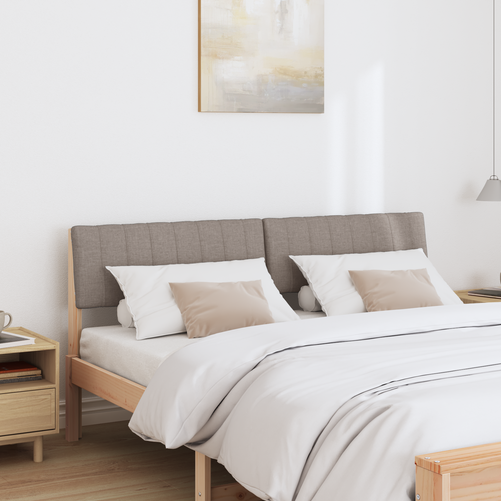 Polstret sengegavl Gråbrun 160 cm Massiv fyrretræ