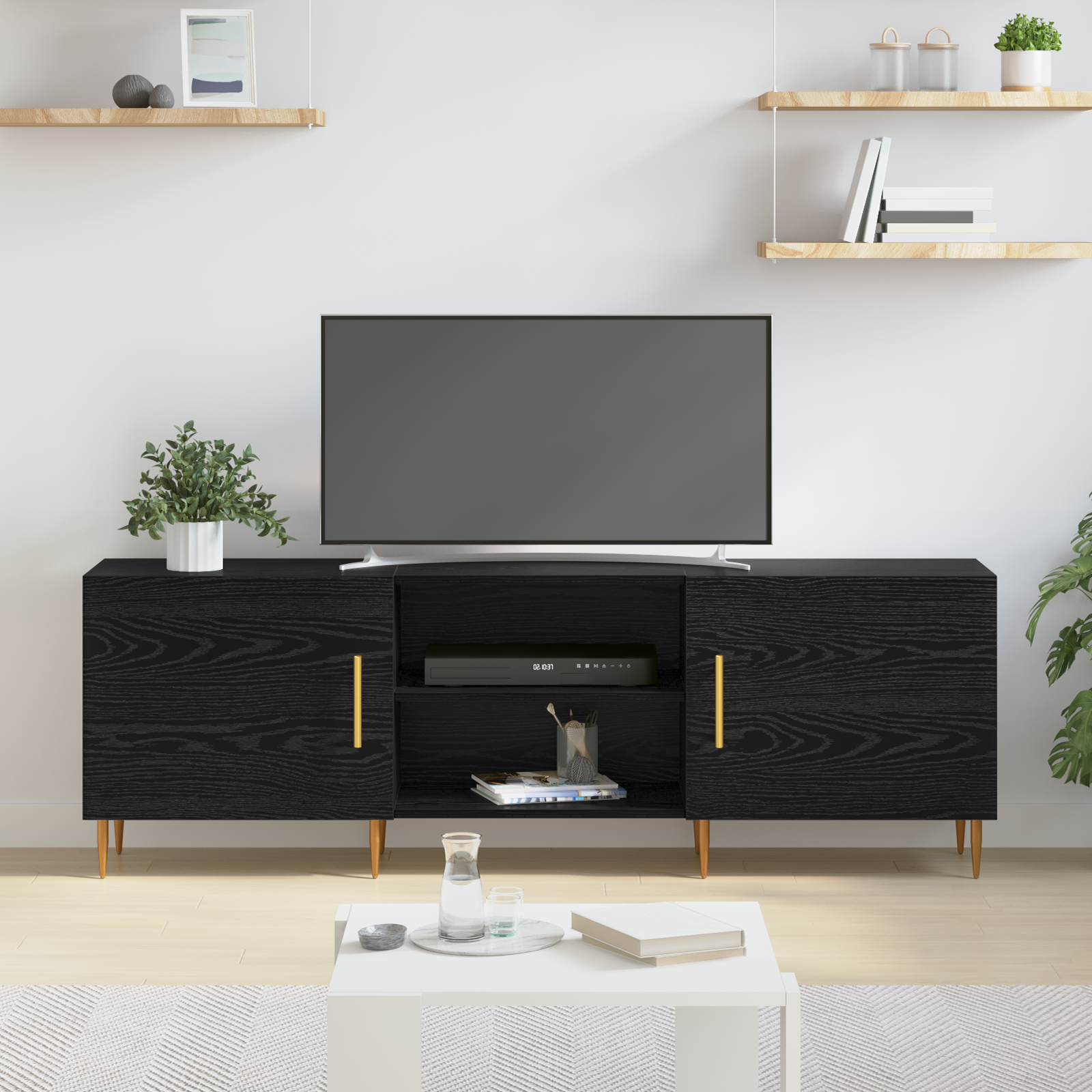 TV-skab Sort eg 150 x 30 x 50 cm Konstrueret træ