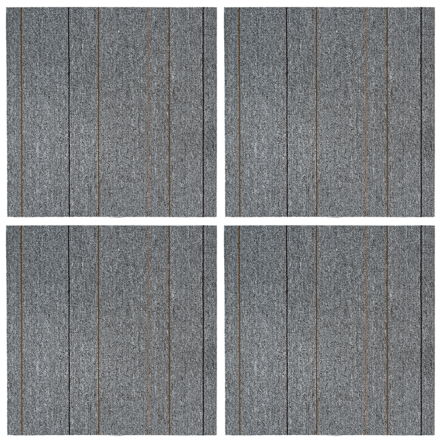 Tæppeflise Lys grå med stribe 50 x 50 cm 4 pcs PP og Bitumen