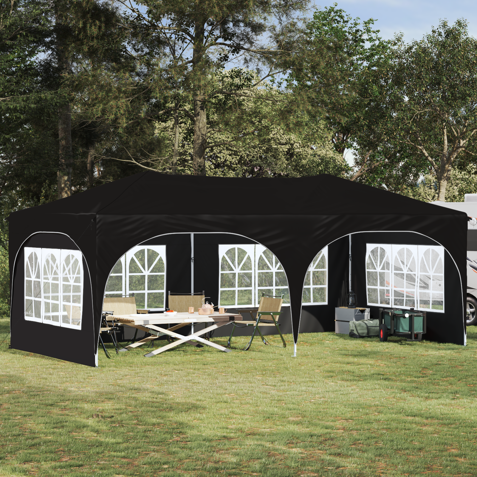 Pop-up Festtelt 575 x 288 x 245 cm Sort Oxford stof