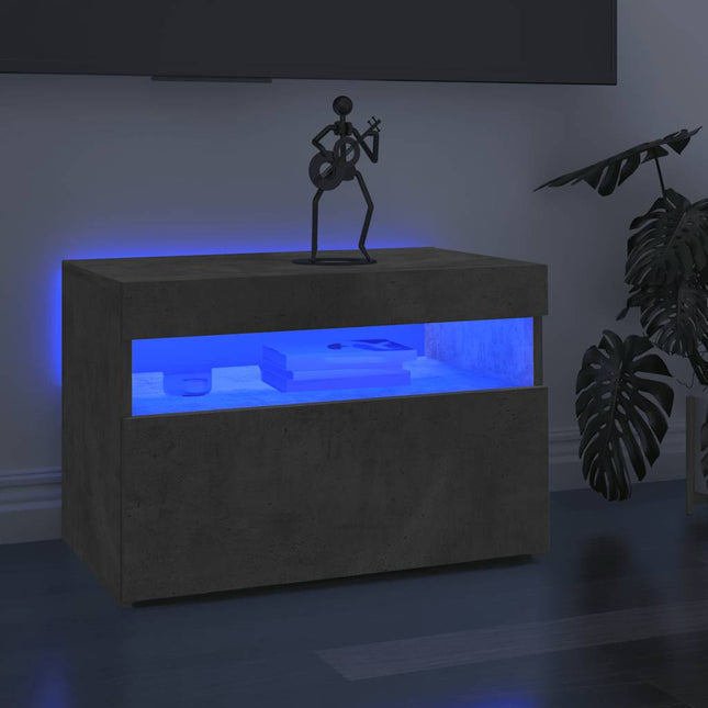 tv-borde med LED-lys 2 stk. 60x35x40 cm betongrå