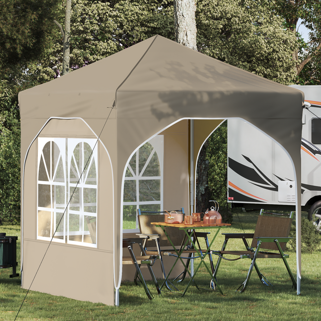 Pop-up Festtelt 192 x 192 x 245 cm Cremefarvet