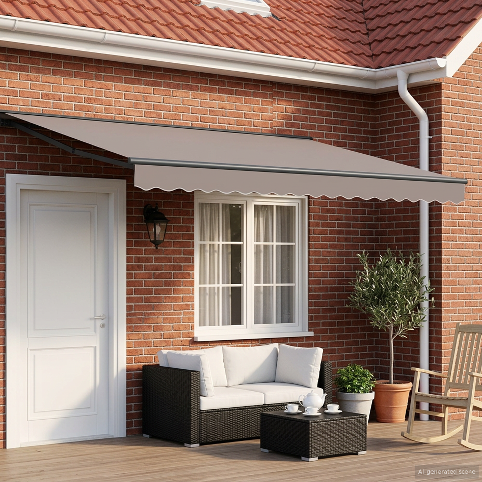 Manuel markise-ramme med LED-lys Antracit 4 × 3,5 m Aluminium